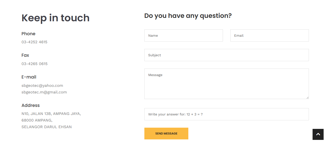 SB Geotechnic Contact Page