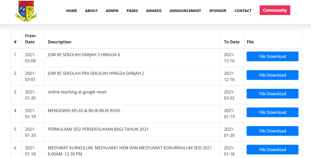 SJK(T) Saraswathy Announcement Page