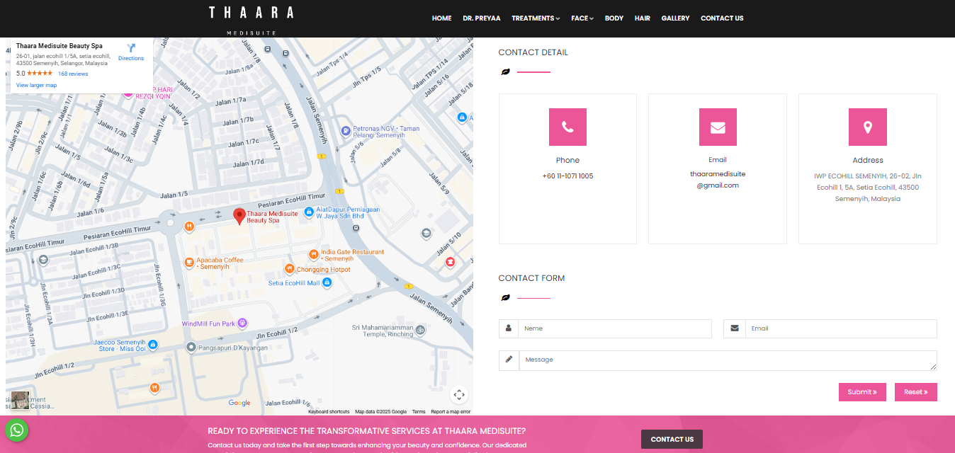 Thaara Medisuite Contact Page