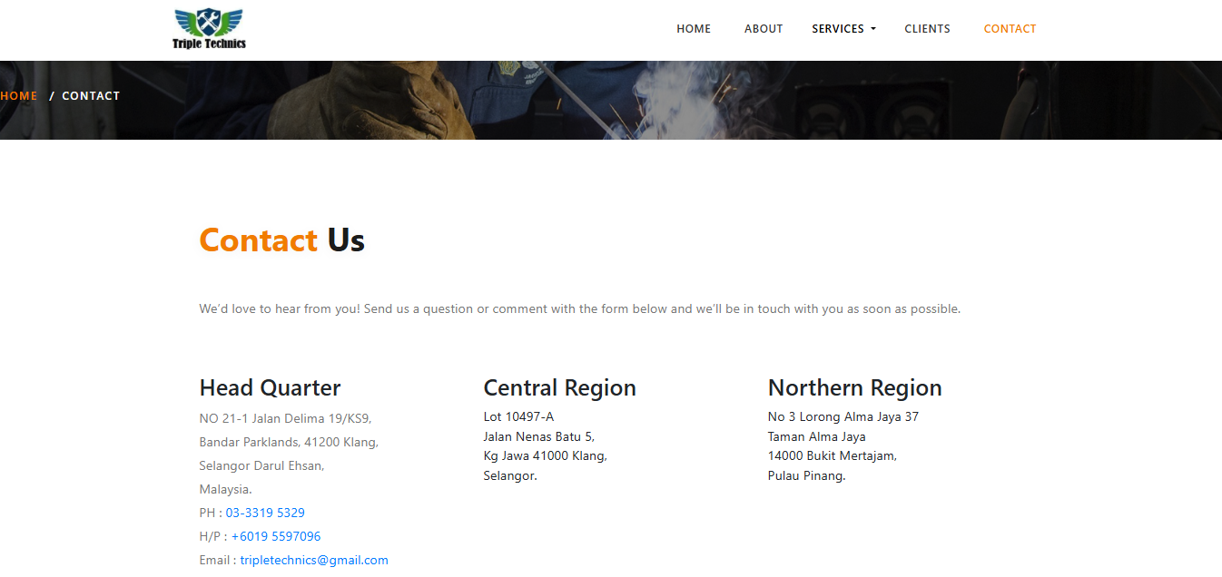 Triple Technics Contact Page