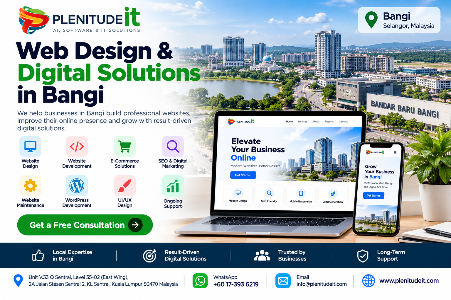 Web design and digital solutions in Bangi by Plenitude IT